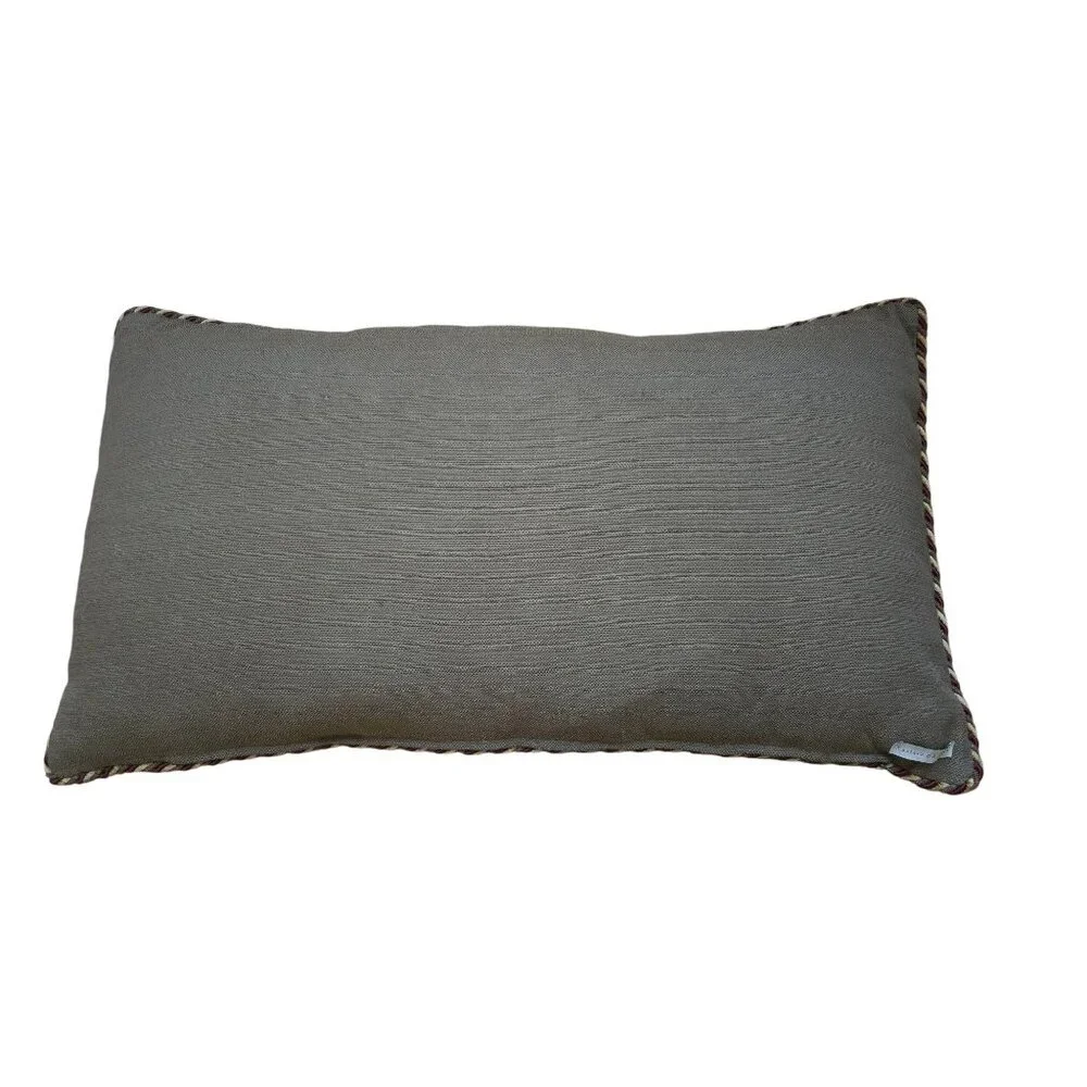 Gold & Red Jacquard Throw Pillow With Braided Trim‎ 35